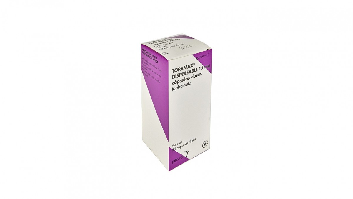 TOPAMAX DISPERSABLE 15 mg CAPSULAS DURAS , 60 cápsulas fotografía del envase.