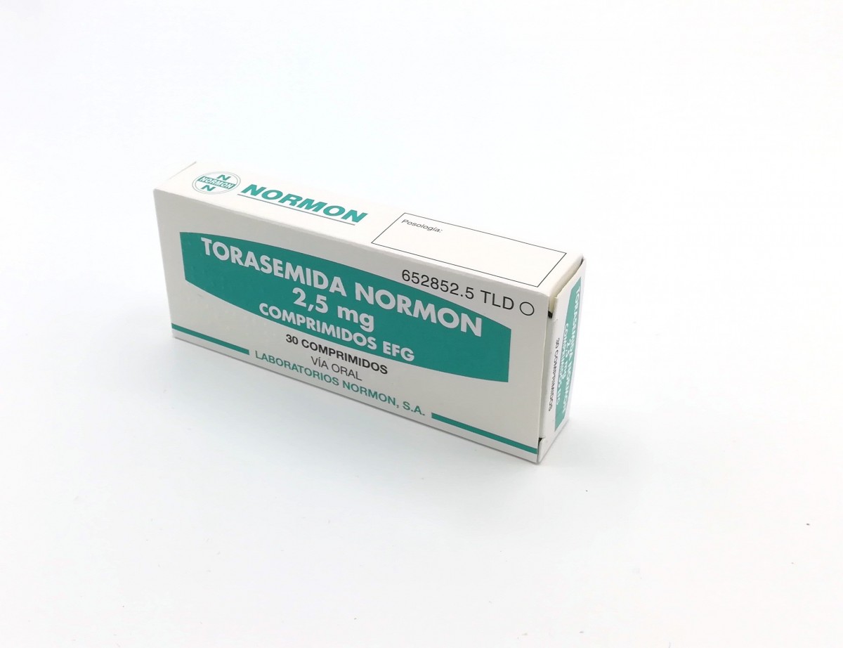 TORASEMIDA NORMON 2,5 mg COMPRIMIDOS EFG, 500 comprimidos fotografía del envase.