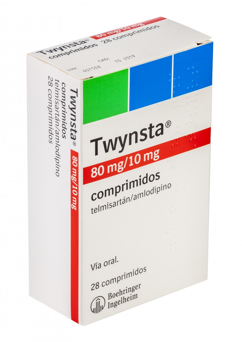 TWYNSTA 80 mg/10 mg COMPRIMIDOS, 28 comprimidos fotografía del envase.