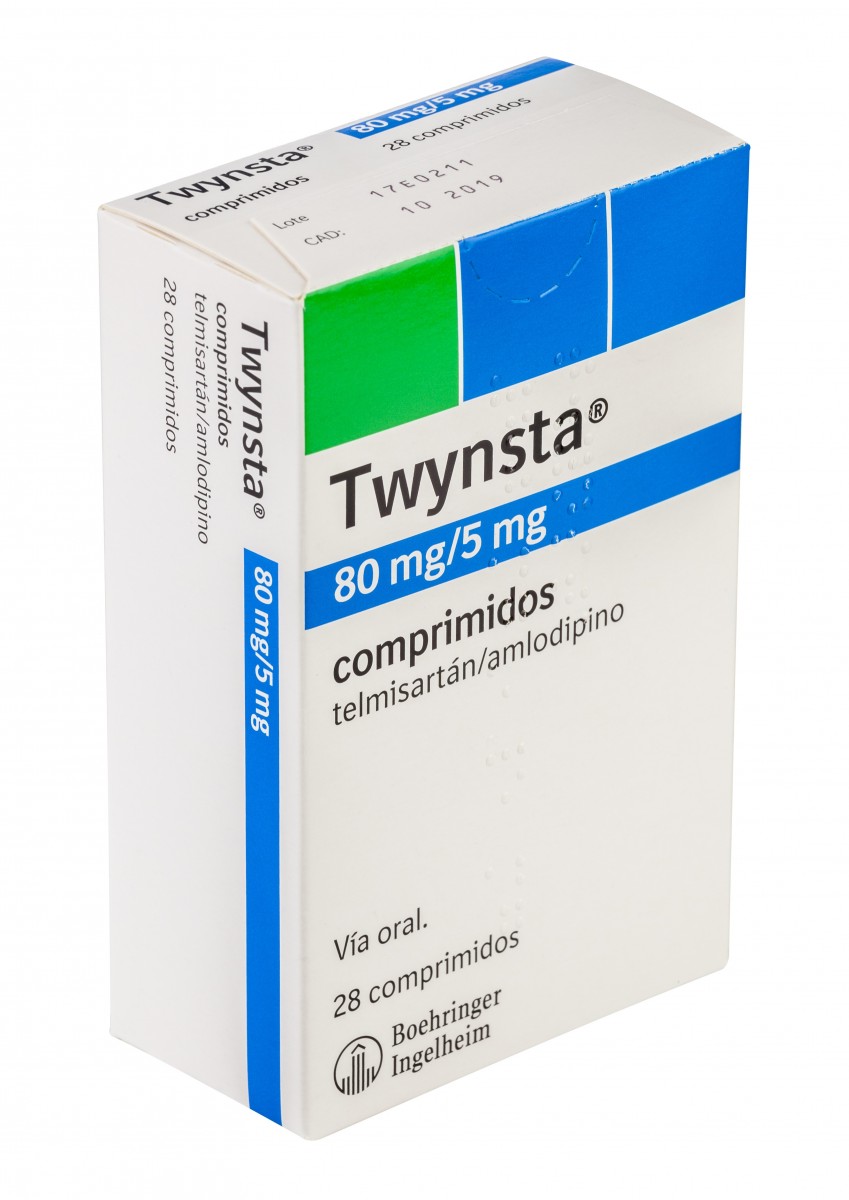 TWYNSTA 80 mg/5 mg COMPRIMIDOS, 28 comprimidos fotografía del envase.