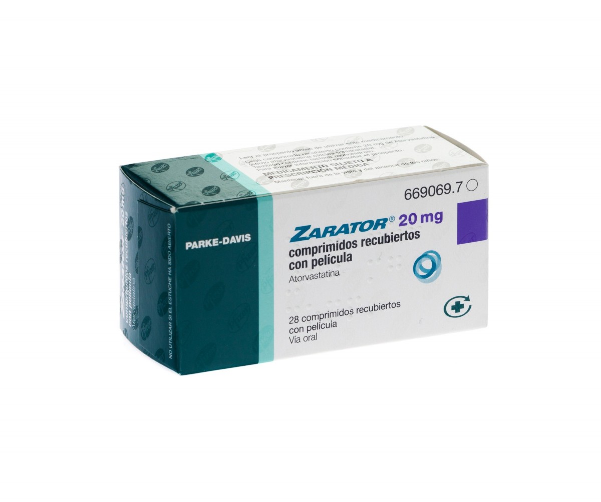 ZARATOR 20 mg COMPRIMIDOS RECUBIERTOS CON PELICULA, 200 comprimidos fotografía del envase.