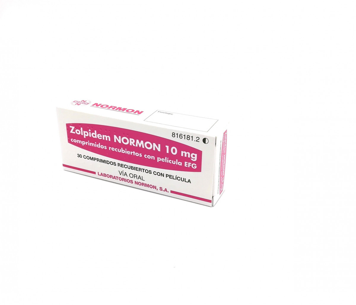 ZOLPIDEM NORMON 10 mg COMPRIMIDOS RECUBIERTOS CON PELICULA EFG, 28 comprimidos fotografía del envase.