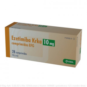 EZETIMIBA KRKA 10 MG COMPRIMIDOS EFG, 28 comprimidos fotografía del envase.