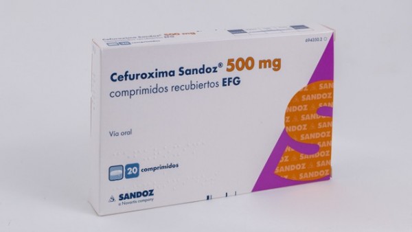 CEFUROXIMA SANDOZ 500 mg COMPRIMIDOS RECUBIERTOS EFG , 12 comprimidos (BLISTER) fotografía del envase.