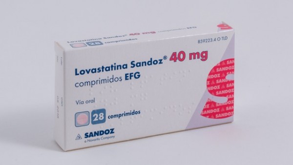 LOVASTATINA SANDOZ 40 mg COMPRIMIDOS EFG , 28 comprimidos fotografía del envase.