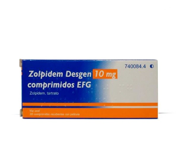 ZOLPIDEM DESGEN 10 mg COMPRIMIDOS RECUBIERTOS CON PELICULA EFG , 30 comprimidos fotografía del envase.