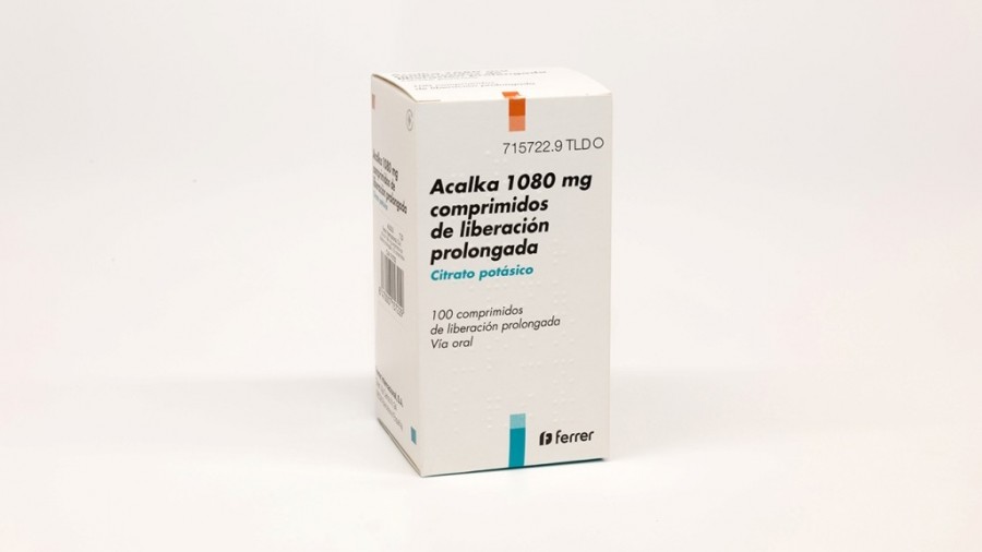 ACALKA 1080 mg COMPRIMIDOS DE LIBERACION PROLONGADA , 100 comprimidos fotografía del envase.