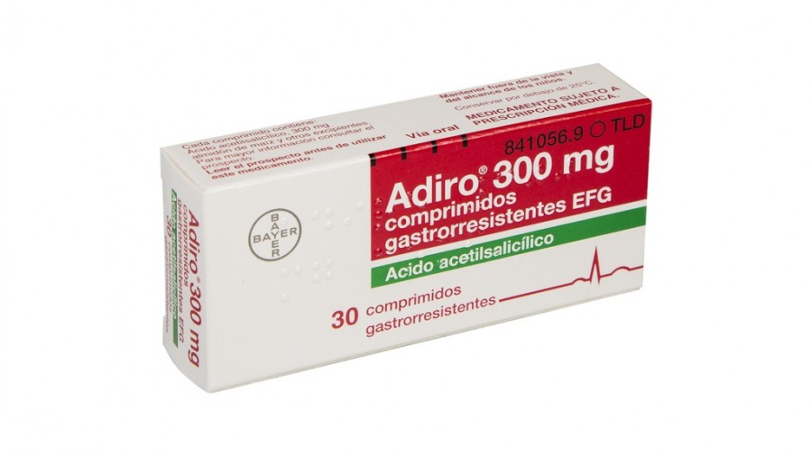 ADIRO 300MG comprimidos gastrorresistentes EFG , 500 comprimidos fotografía del envase.