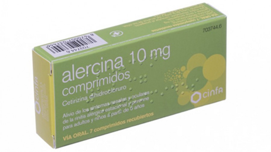 ALERCINA 10 mg COMPRIMIDOS , 7 comprimidos fotografía del envase.