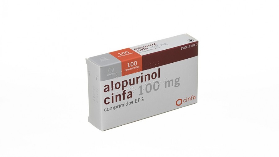 ALOPURINOL CINFA 100 mg COMPRIMIDOS EFG, 25 comprimidos fotografía del envase.
