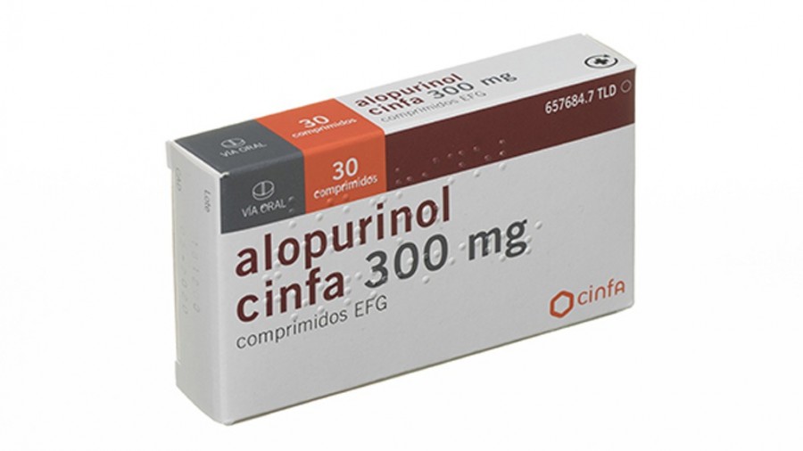 ALOPURINOL CINFA 300 mg COMPRIMIDOS EFG, 30 comprimidos fotografía del envase.