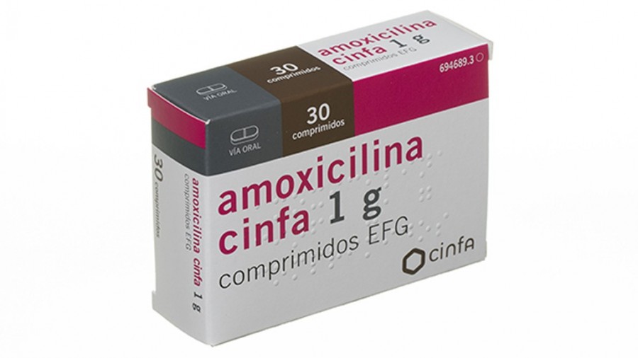 AMOXICILINA CINFA 1000 MG COMPRIMIDOS EFG , 12 comprimidos fotografía del envase.