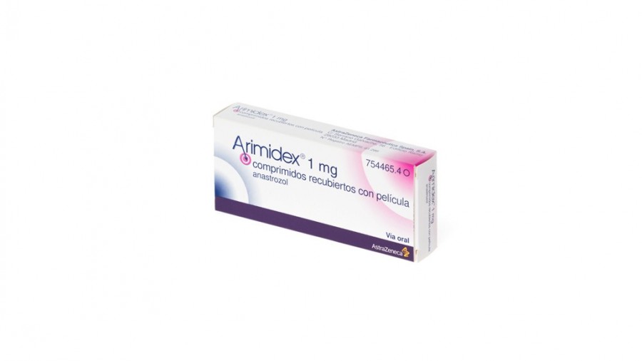 ARIMIDEX 1 mg COMPRIMIDOS RECUBIERTOS CON PELICULA , 28 comprimidos fotografía del envase.