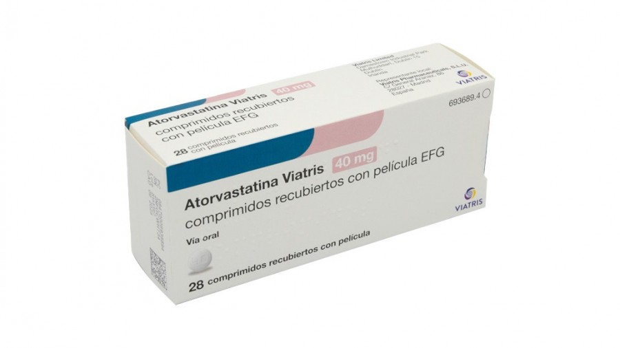 ATORVASTATINA VIATRIS 40 MG COMPRIMIDOS RECUBIERTOS CON PELICULA EFG, 28 comprimidos (PVC/Aclar) fotografía del envase.