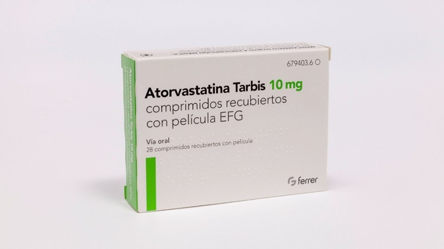 ATORVASTATINA TARBIS 10 mg COMPRIMIDOS RECUBIERTOS CON PELICULA EFG, 28 comprimidos fotografía del envase.