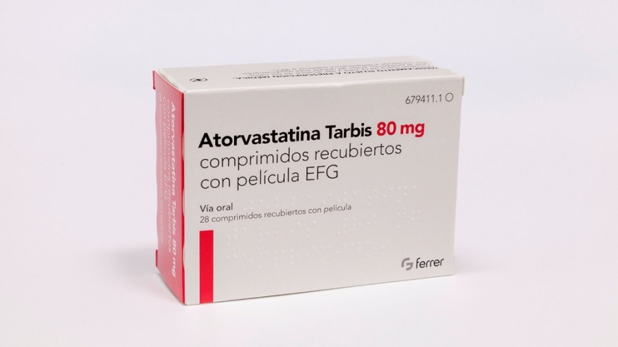 ATORVASTATINA TARBIS 80 mg COMPRIMIDOS RECUBIERTOS CON PELICULA EFG, 28 comprimidos fotografía del envase.