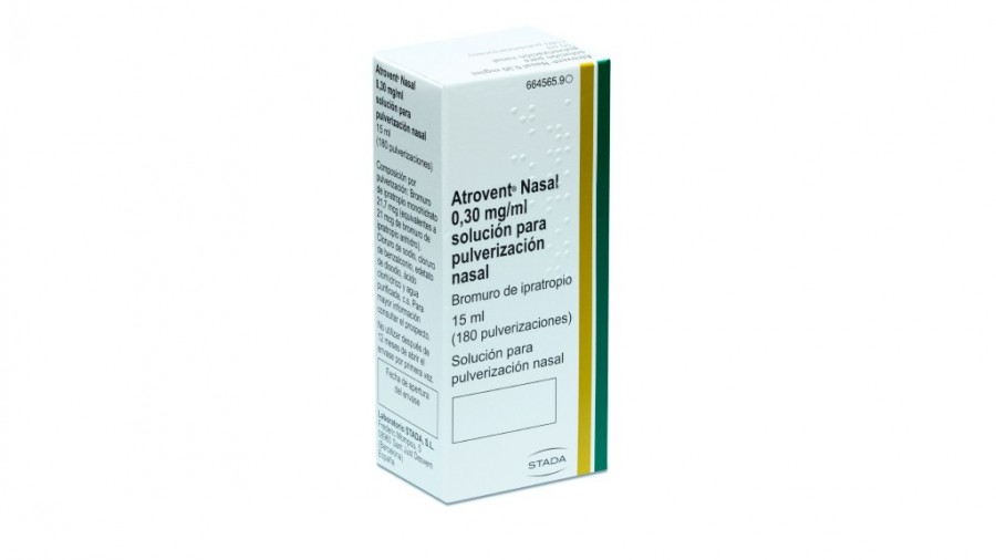 ATROVENT NASAL 0,30 mg/ml SOLUCION PARA PULVERIZACION NASAL, 1 envase pulverizador de 15 ml fotografía del envase.