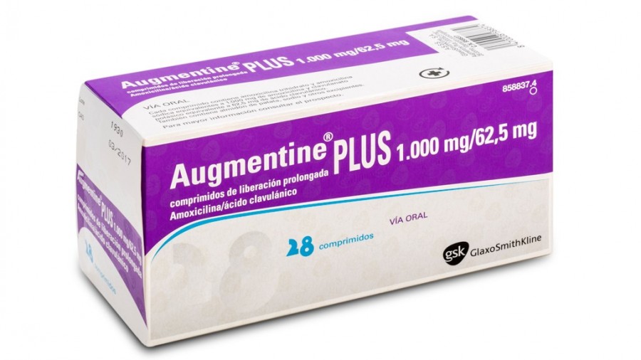 AUGMENTINE PLUS 1.000 mg/62,5 mg COMPRIMIDOS DE LIBERACION PROLONGADA , 28 comprimidos fotografía del envase.
