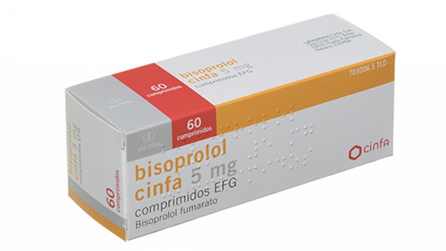 BISOPROLOL CINFA 5 MG COMPRIMIDOS EFG , 60 comprimidos (Blister PVC/PVDC-ALUMINIO) fotografía del envase.