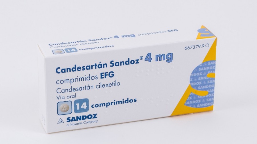 CANDESARTAN SANDOZ 4 mg COMPRIMIDOS EFG , 14 comprimidos fotografía del envase.