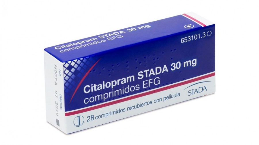 CITALOPRAM STADA 30  mg COMPRIMIDOS RECUBIERTOS CON PELICULA EFG , 56 comprimidos fotografía del envase.