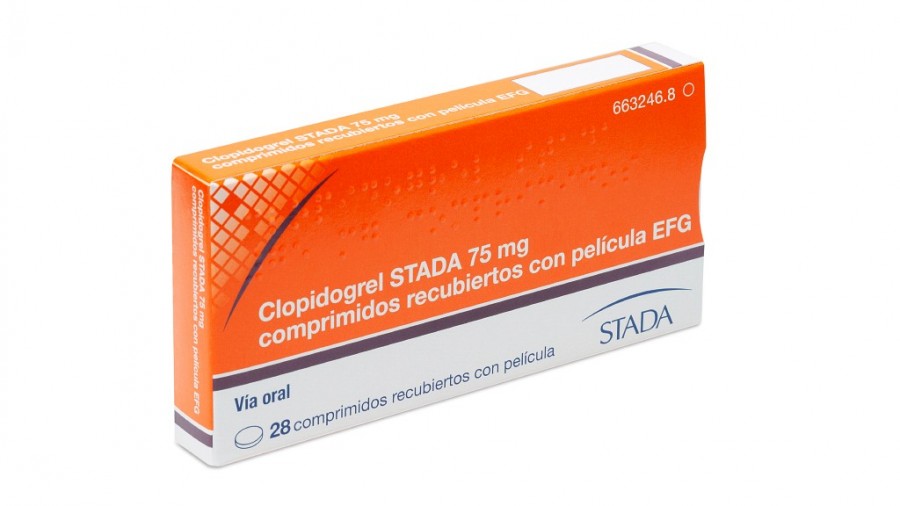 CLOPIDOGREL STADA 75 mg COMPRIMIDOS RECUBIERTOS CON PELICULA EFG, 28 comprimidos fotografía del envase.