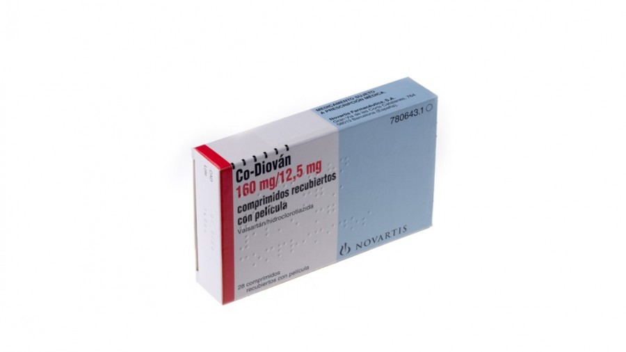 CO-DIOVAN 160 mg/12,5 mg COMPRIMIDOS RECUBIERTOS CON PELICULA, 28 comprimidos (AL/PVC/PVDC) fotografía del envase.