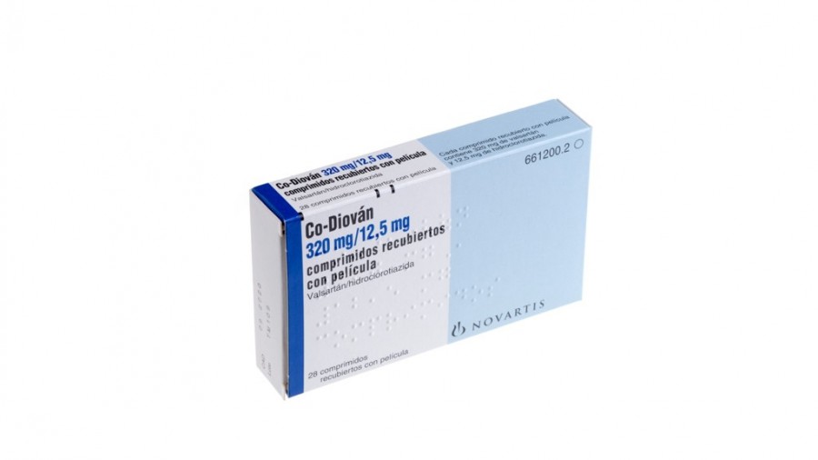 CO-DIOVAN 320 mg/12,5 mg COMPRIMIDOS RECUBIERTOS CON PELICULA , 28 comprimidos fotografía del envase.