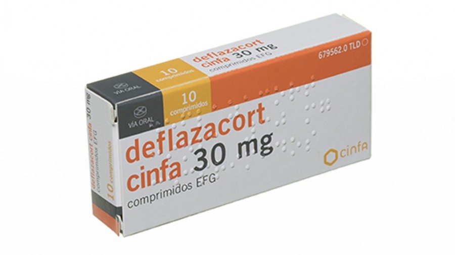 DEFLAZACORT CINFA 30 mg COMPRIMIDOS EFG, 10 comprimidos fotografía del envase.