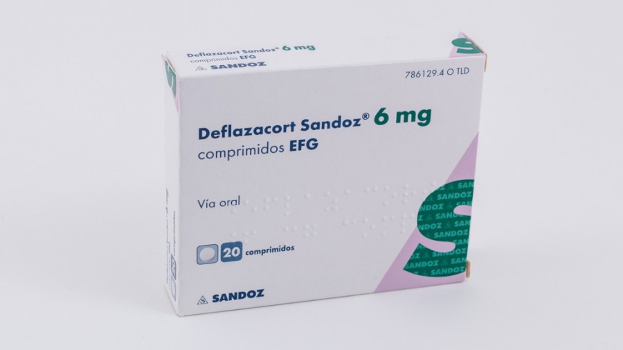 DEFLAZACORT SANDOZ 6 mg COMPRIMIDOS EFG, 20 comprimidos fotografía del envase.