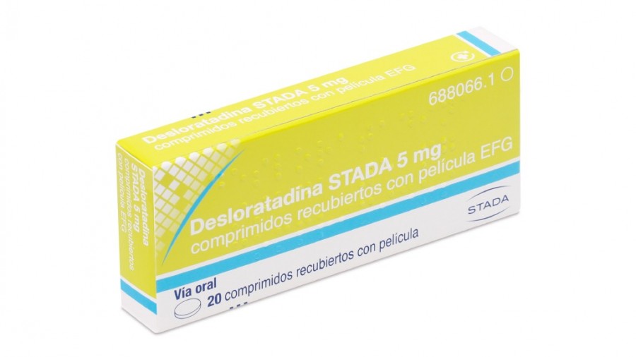 DESLORATADINA STADA 5 mg COMPRIMIDOS RECUBIERTOS CON PELICULA EFG, 20 comprimidos fotografía del envase.