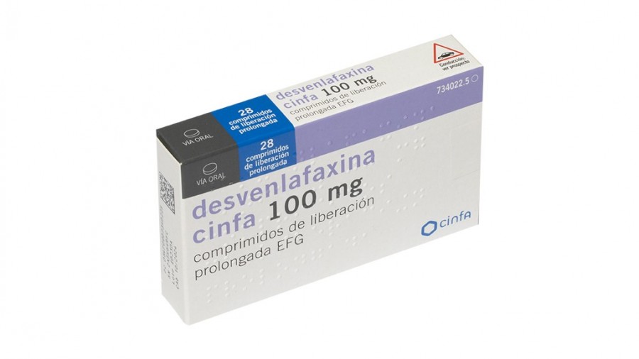 DESVENLAFAXINA CINFA 100 MG COMPRIMIDOS DE LIBERACION PROLONGADA EFG, 28 comprimidos (PVC/PE/PVDC/Al) fotografía del envase.