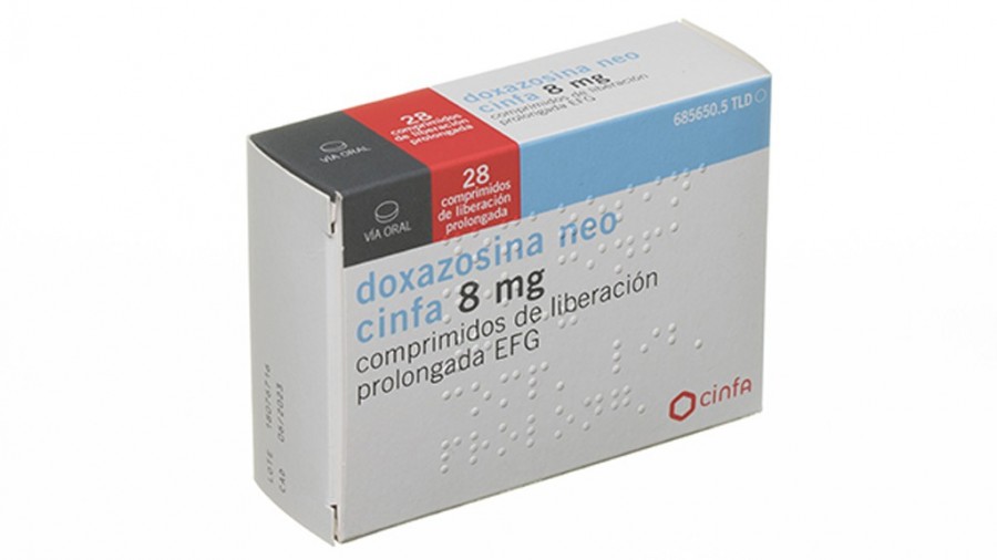 DOXAZOSINA NEO CINFA 8 MG COMPRIMIDOS DE LIBERACION PROLONGADA EFG , 28 comprimidos fotografía del envase.