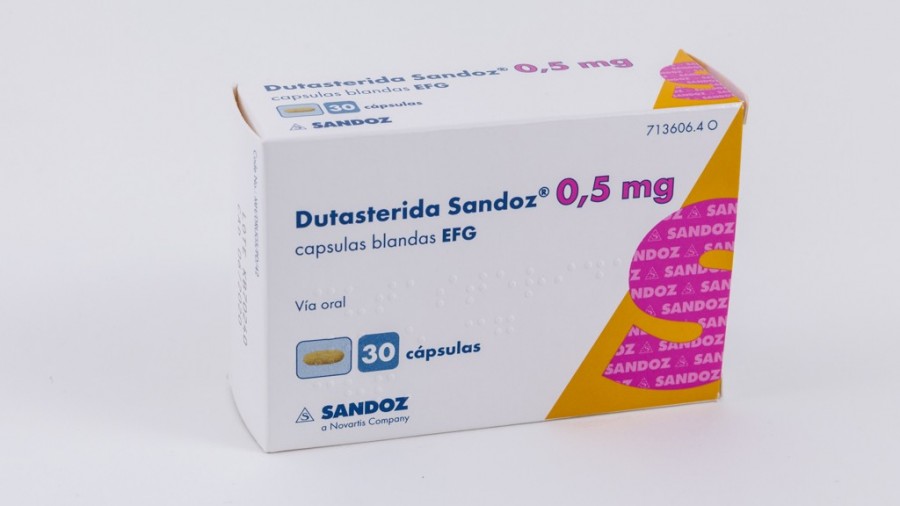 DUTASTERIDA SANDOZ 0,5 mg CÁPSULAS BLANDAS EFG 30 cápsulas fotografía del envase.