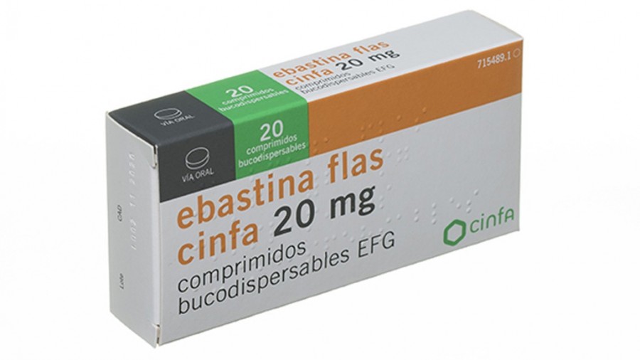 EBASTINA FLAS CINFA 20 MG COMPRIMIDOS BUCODISPERSABLES EFG, 20 comprimidos fotografía del envase.