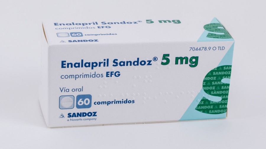 ENALAPRIL SANDOZ 5 mg COMPRIMIDOS EFG, 60 comprimidos fotografía del envase.