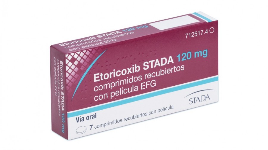 ETORICOXIB STADA 120 MG COMPRIMIDOS RECUBIERTOS CON PELICULA EFG, 7 comprimidos fotografía del envase.