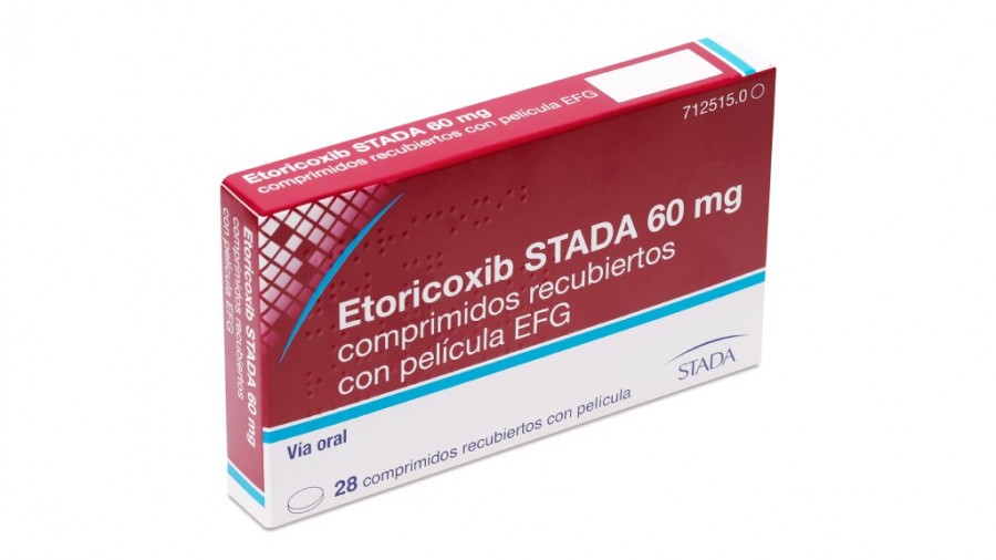 ETORICOXIB STADA 60 MG COMPRIMIDOS RECUBIERTOS CON PELICULA EFG, 28 comprimidos fotografía del envase.