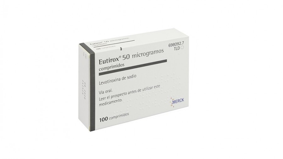 EUTIROX 50 microgramos COMPRIMIDOS , 100 comprimidos fotografía del envase.