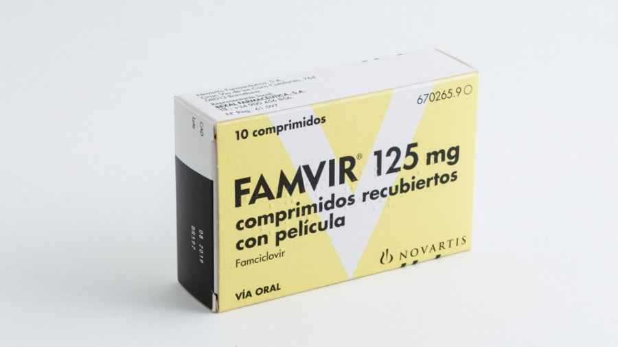 FAMVIR 125 mg COMPRIMIDOS RECUBIERTOS CON PELICULA,10 comprimidos fotografía del envase.