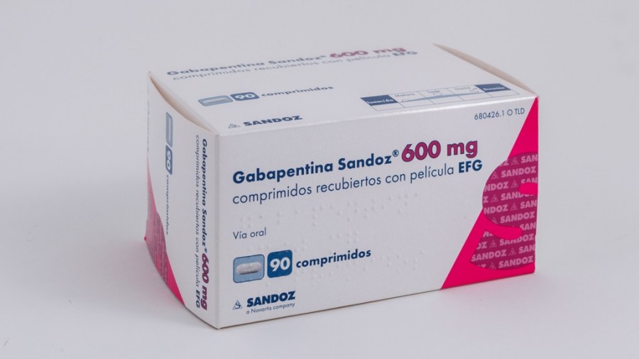 GABAPENTINA SANDOZ 600 mg COMPRIMIDOS RECUBIERTOS CON PELICULA EFG , 90 comprimidos fotografía del envase.