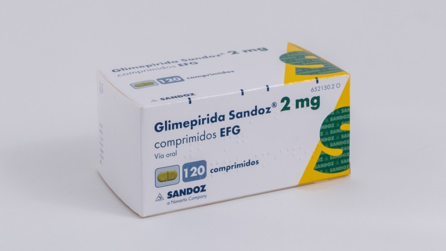 GLIMEPIRIDA SANDOZ 2 mg COMPRIMIDOS EFG , 120 comprimidos fotografía del envase.