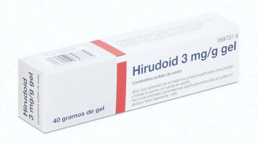 HIRUDOID 3 mg/g GEL , 1 tubo de 40 g fotografía del envase.
