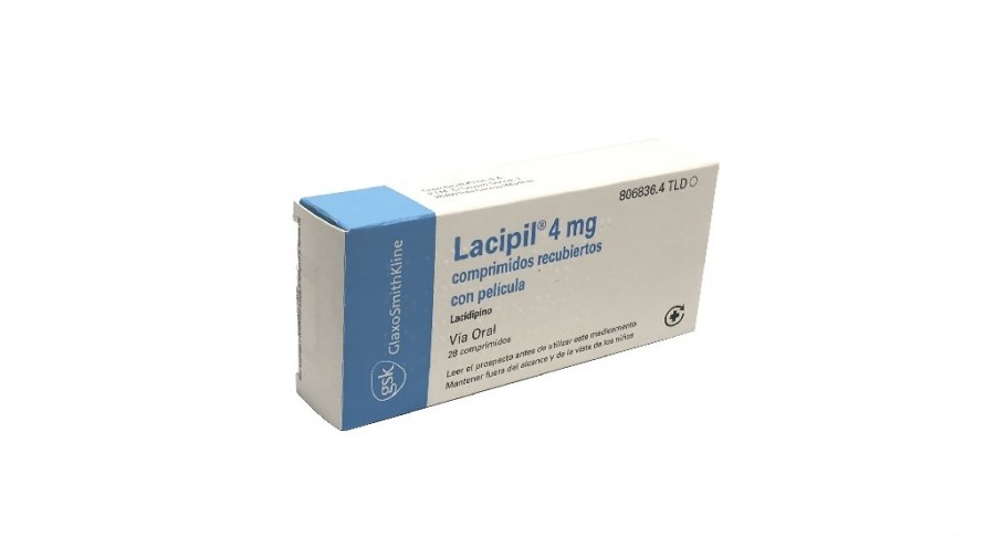 LACIPIL 4 mg COMPRIMIDOS RECUBIERTOS CON PELICULA, 28 comprimidos fotografía del envase.