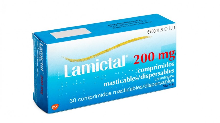 LAMICTAL 200 mg COMPRIMIDOS MASTICABLES/DISPERSABLES, 30 comprimidos fotografía del envase.