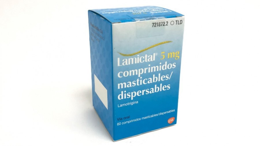 LAMICTAL 5 mg COMPRIMIDOS MASTICABLES/DISPERSABLES, 60 comprimidos fotografía del envase.