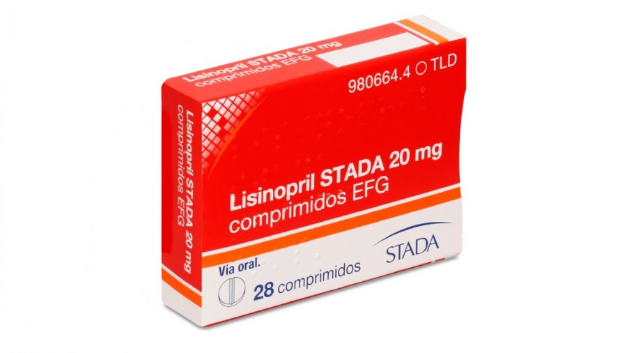 LISINOPRIL STADA 20 mg COMPRIMIDOS EFG, 28 comprimidos fotografía del envase.