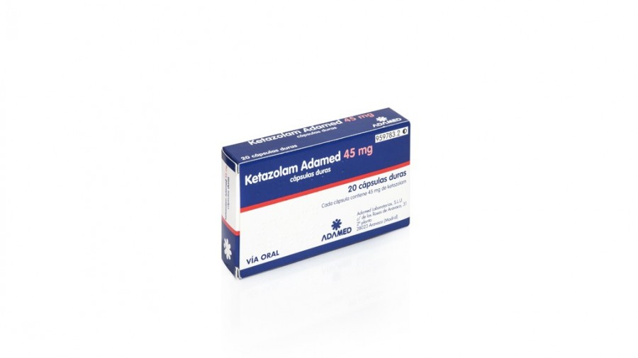 KETAZOLAM ADAMED 45 mg CAPSULAS DURAS , 20 cápsulas fotografía del envase.