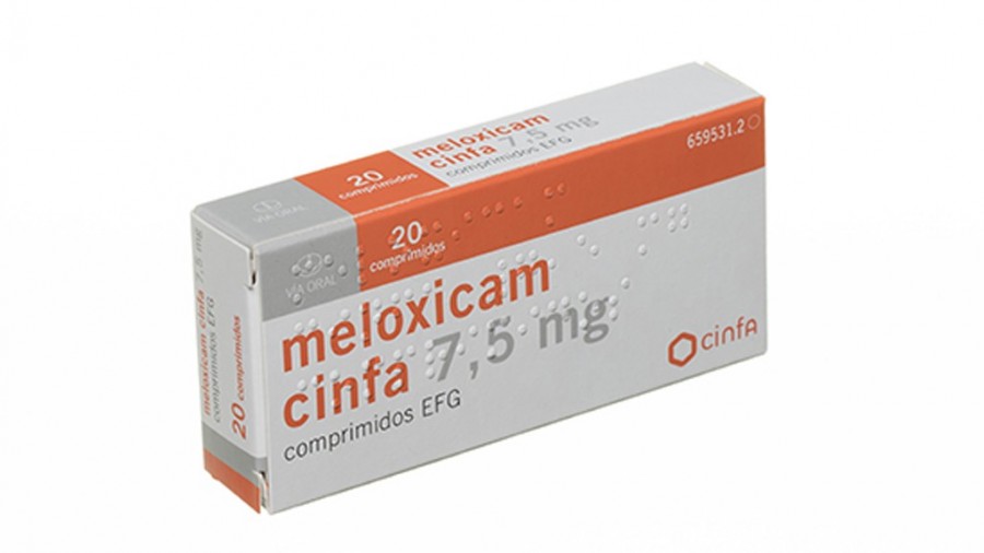 MELOXICAM CINFA 7,5 mg COMPRIMIDOS EFG, 20 comprimidos fotografía del envase.