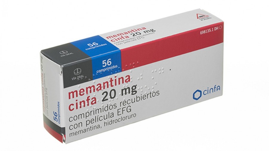MEMANTINA CINFA 20 MG COMPRIMIDOS RECUBIERTOS CON PELICULA EFG , 56 comprimidos fotografía del envase.